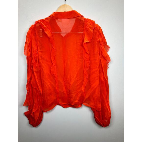 Maeve Women's Size M Orange Ruffled Button Down Blouse EUC - Picture 5 of 10